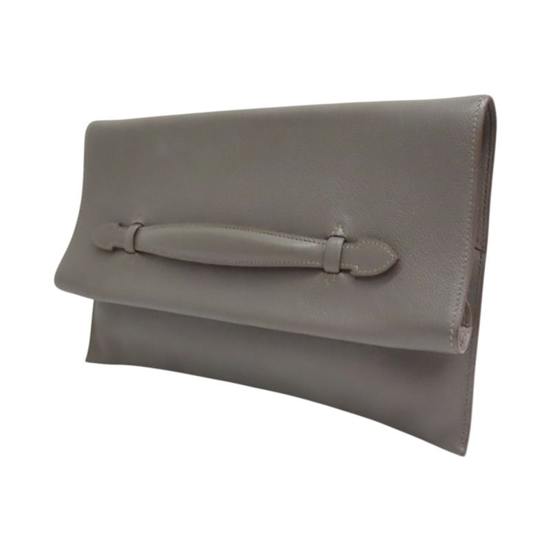 錫器灰 Evercolor牛皮 Pliplat 手拿包 □R刻【HERMES 愛馬仕】-2