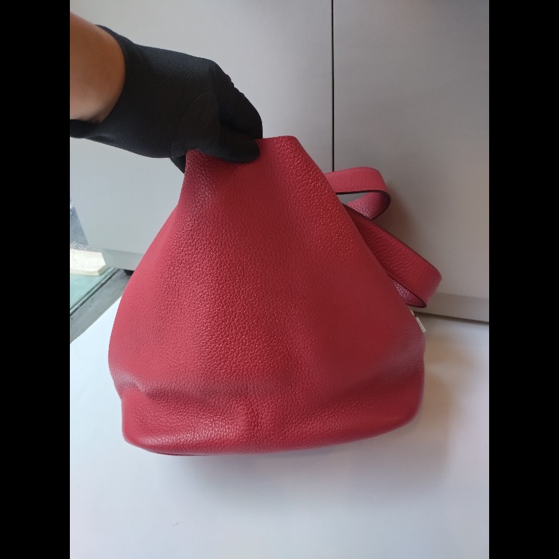 Hermes 銀釦紅皮菜籃子包 picotin 26-4
