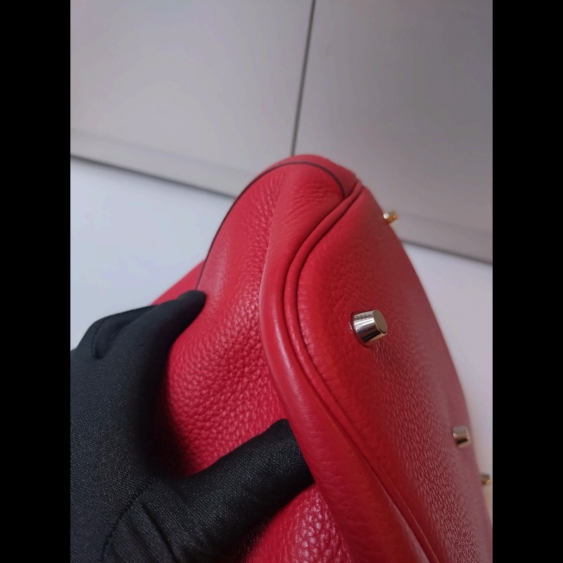 Hermes 銀釦紅皮菜籃子包 picotin 26-8
