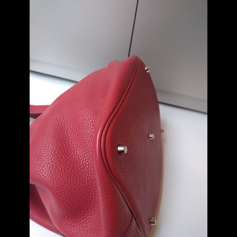 Hermes 銀釦紅皮菜籃子包 picotin 26-9