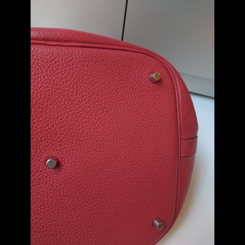 Hermes 銀釦紅皮菜籃子包 picotin 26-10