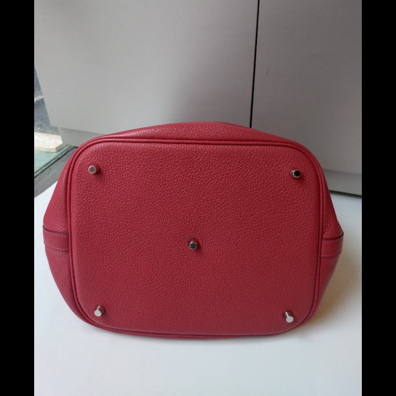 Hermes 銀釦紅皮菜籃子包 picotin 26-12