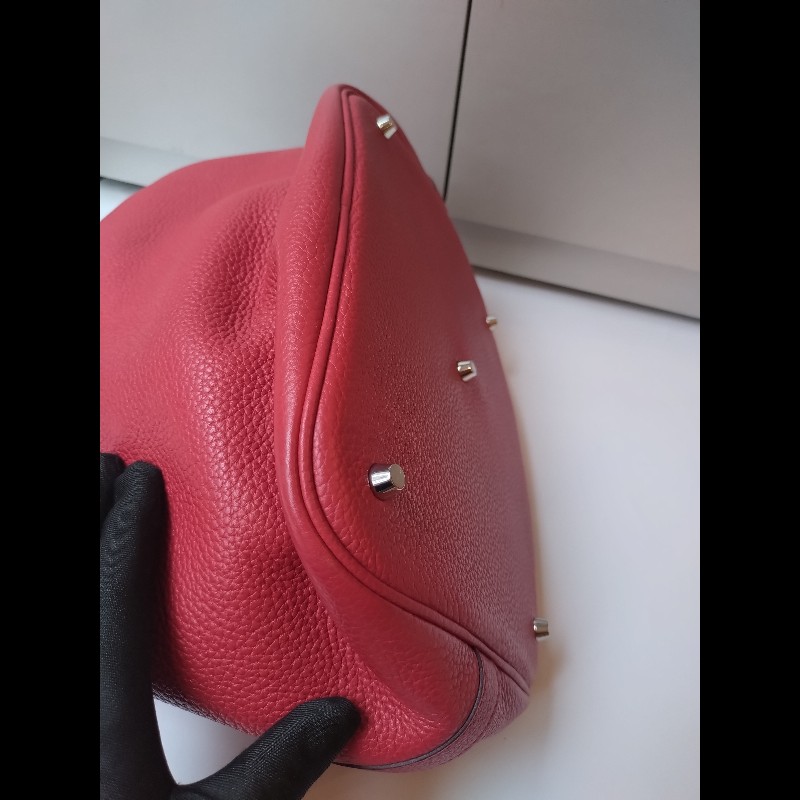 Hermes 銀釦紅皮菜籃子包 picotin 26-13