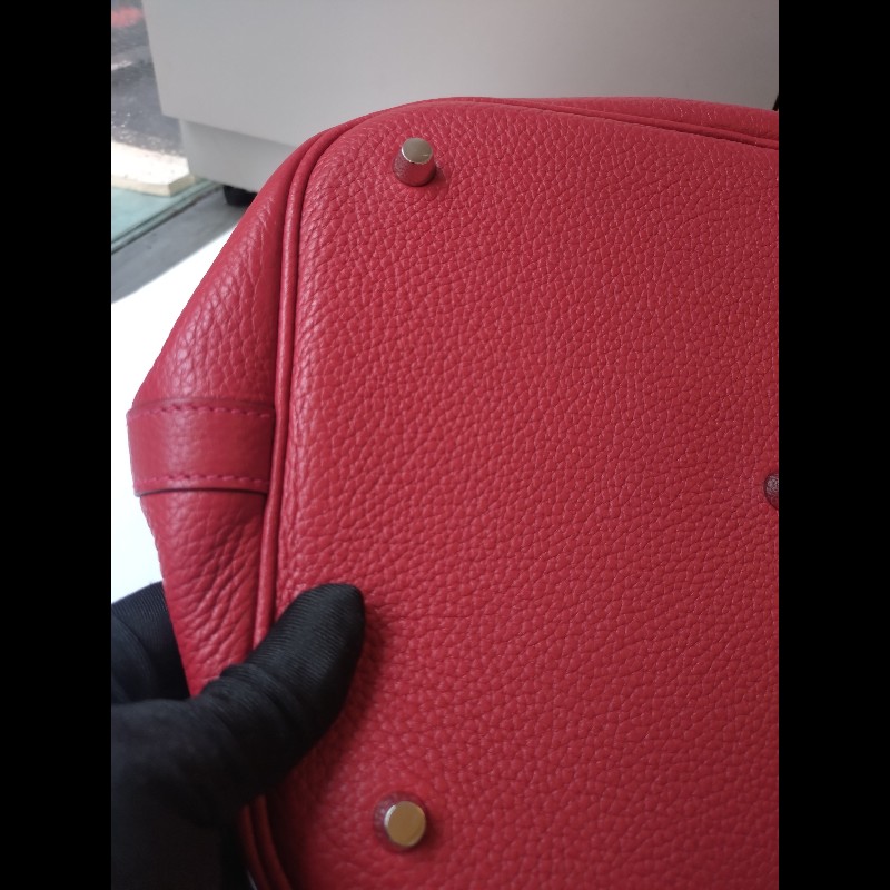 Hermes 銀釦紅皮菜籃子包 picotin 26-14