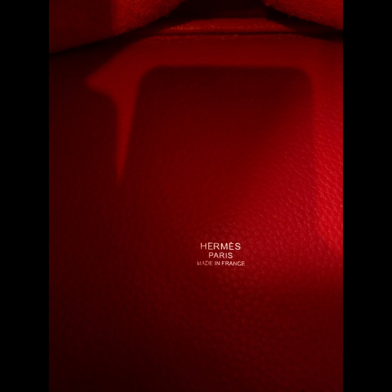 Hermes 銀釦紅皮菜籃子包 picotin 26-15