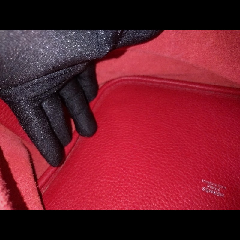 Hermes 銀釦紅皮菜籃子包 picotin 26-17