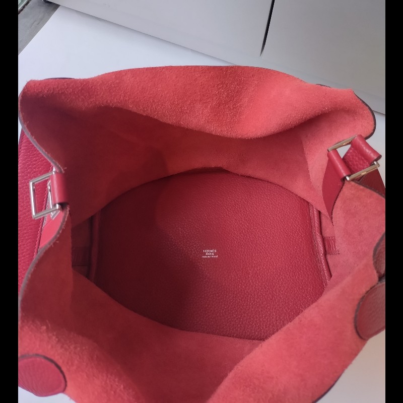 Hermes 銀釦紅皮菜籃子包 picotin 26-19
