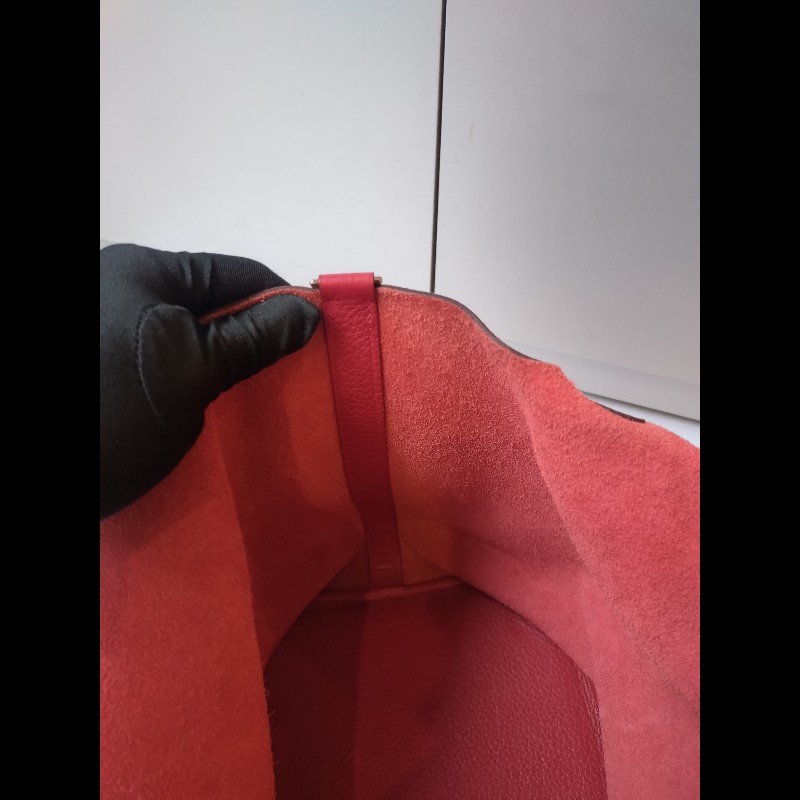 Hermes 銀釦紅皮菜籃子包 picotin 26-23