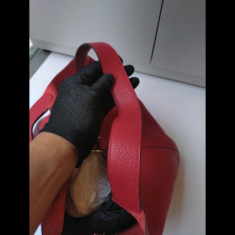 Hermes 銀釦紅皮菜籃子包 picotin 26-24