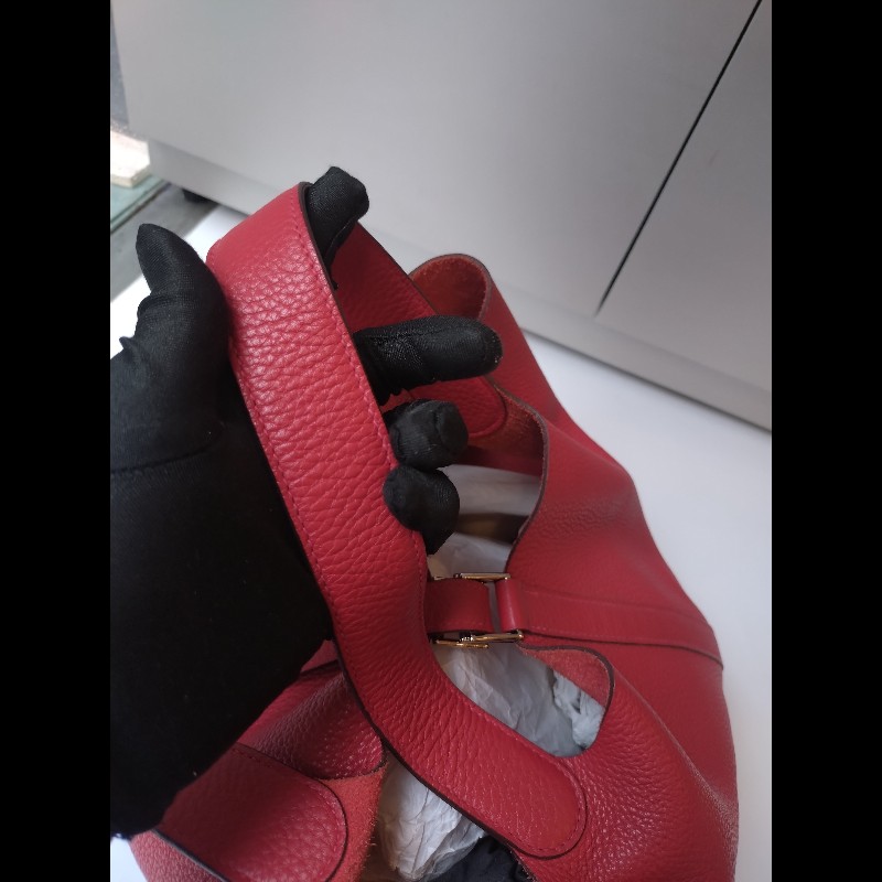 Hermes 銀釦紅皮菜籃子包 picotin 26-25