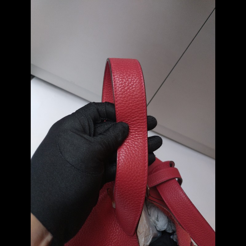 Hermes 銀釦紅皮菜籃子包 picotin 26-26