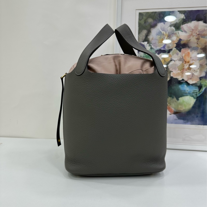 hermes 愛馬仕 菜籃22cmOL積雨雲灰 U刻 有購證閒置-2