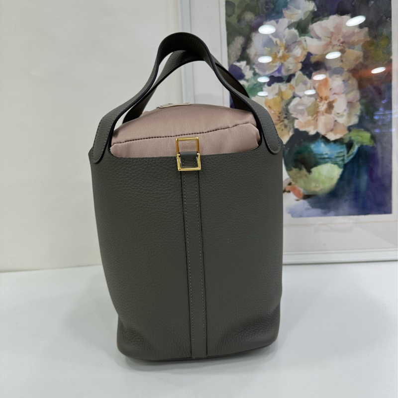 hermes 愛馬仕 菜籃22cmOL積雨雲灰 U刻 有購證閒置-3