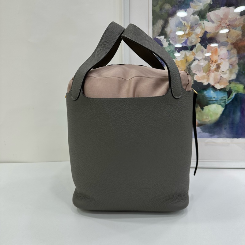 hermes 愛馬仕 菜籃22cmOL積雨雲灰 U刻 有購證閒置-4