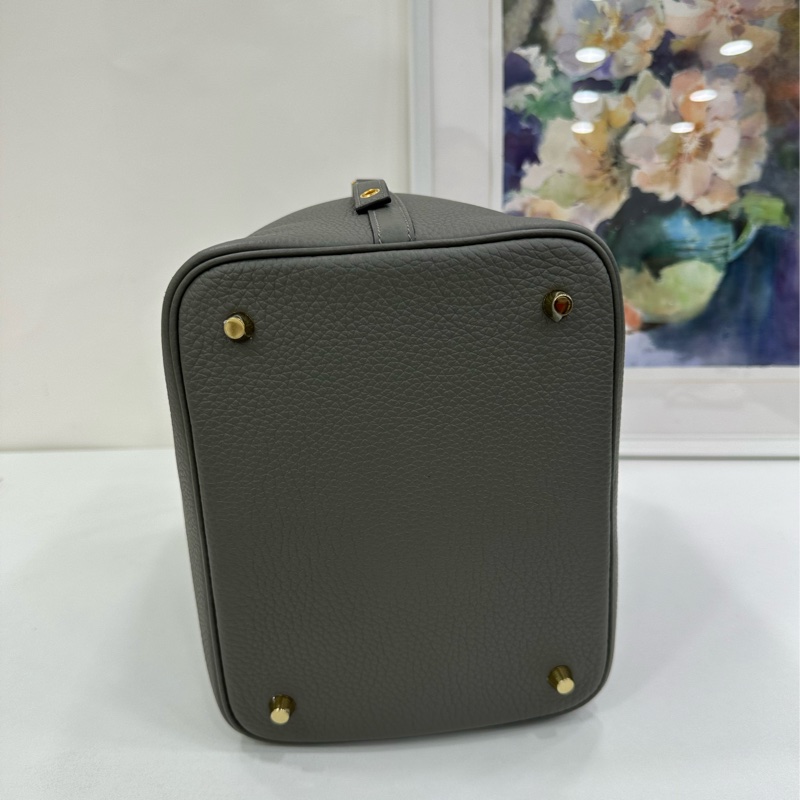 hermes 愛馬仕 菜籃22cmOL積雨雲灰 U刻 有購證閒置-5