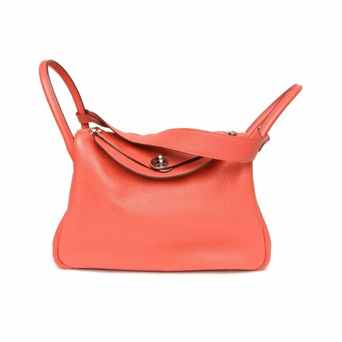 HERMES Lindy30辣椒紅TC皮框R銀扣肩背包