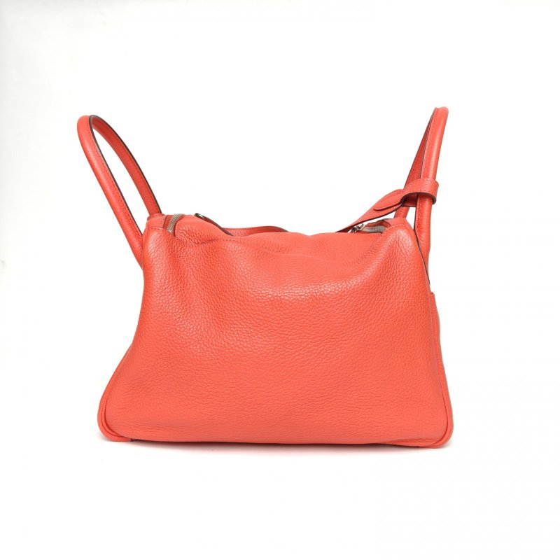 HERMES Lindy30辣椒紅TC皮框R銀扣肩背包-2
