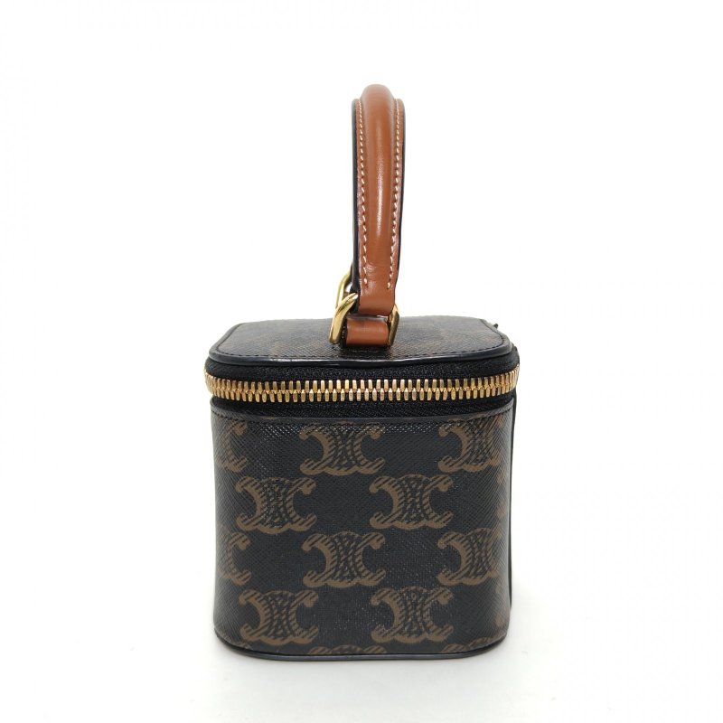 CELINE Triomphe凱旋門標誌印花化妝盒Mini老花PVC金扣肩背包-1