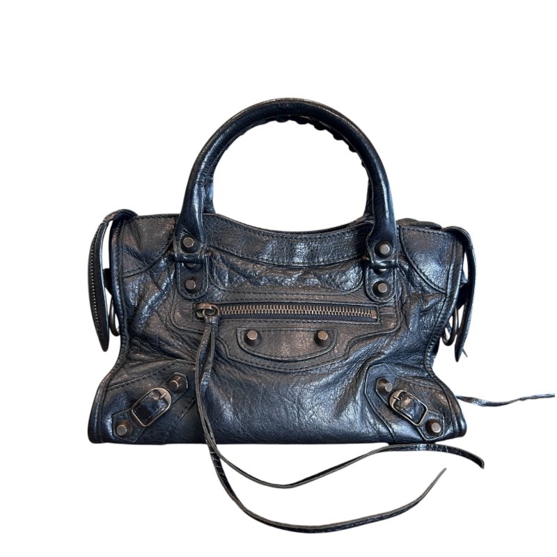 Balenciaga黑色小扣機車包/mini-0