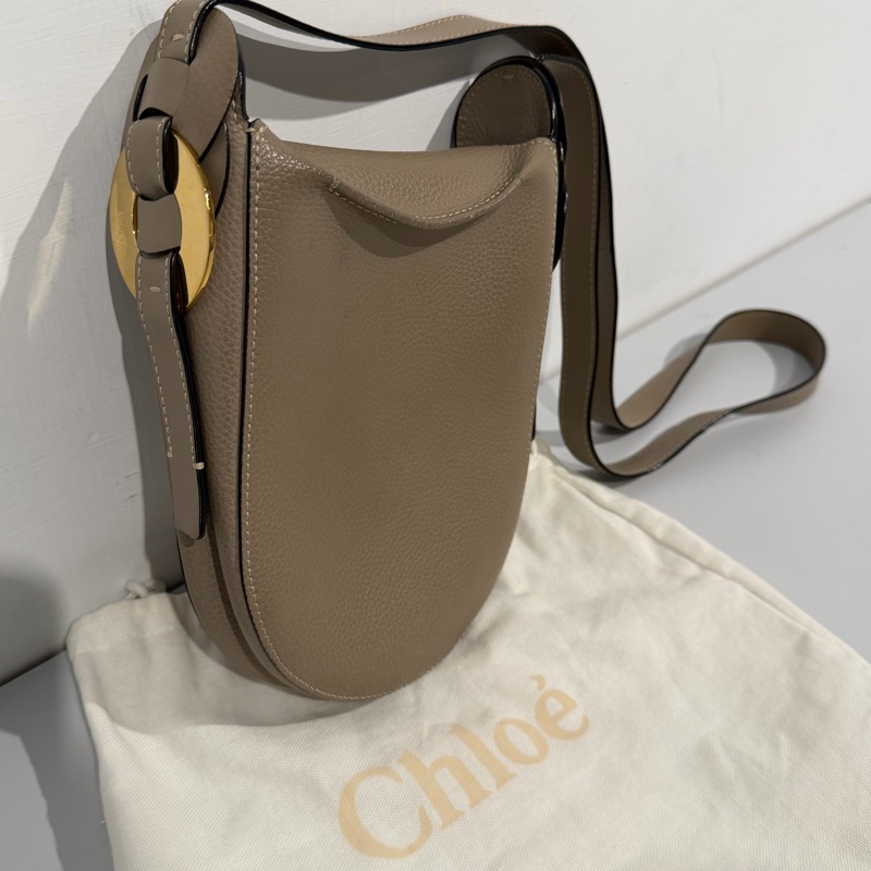 Chloe 奶茶色金扣 單肩包-1