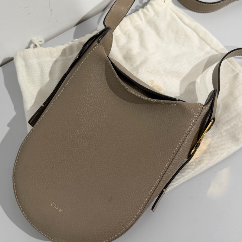 Chloe 奶茶色金扣 單肩包-3