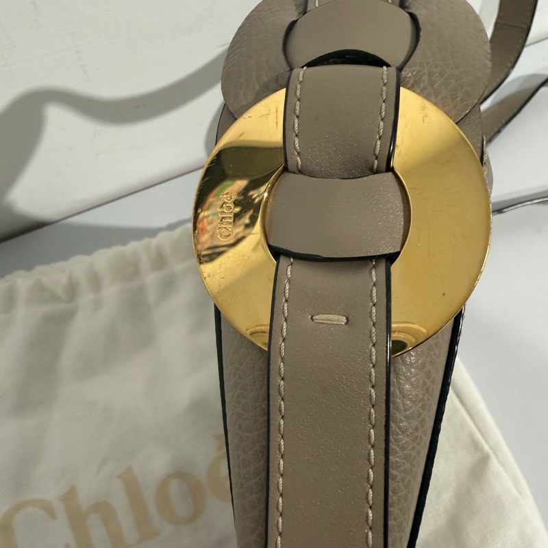 Chloe 奶茶色金扣 單肩包-7
