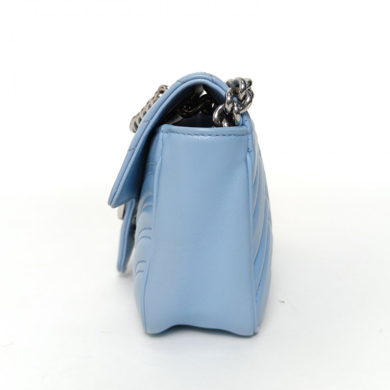 GUCCI GGMarmont肩背包Mini22藍色牛皮銀扣肩背包-3