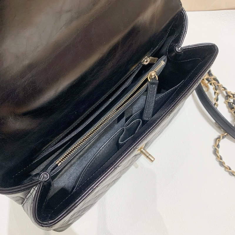 Chanel 香奈兒 cocohandle 經典黑金中號油蠟牛皮,黑色蜥蜴皮手柄,-6