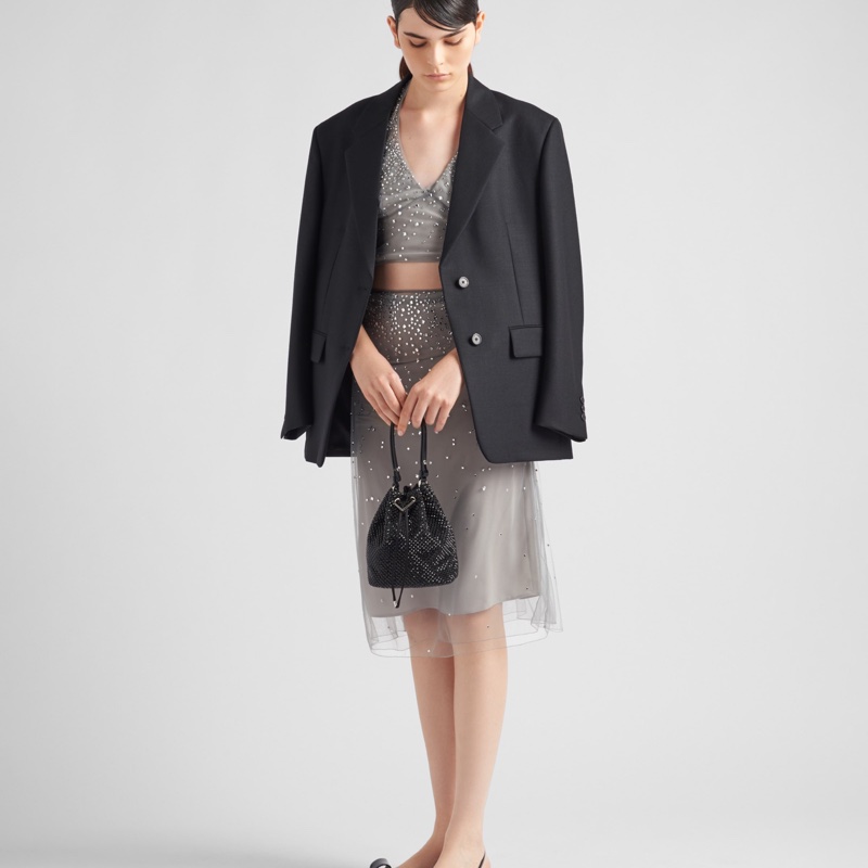 Prada 女士 水晶緞面迷你單肩包均碼碼MINI、15cm*10cm*19cm-3