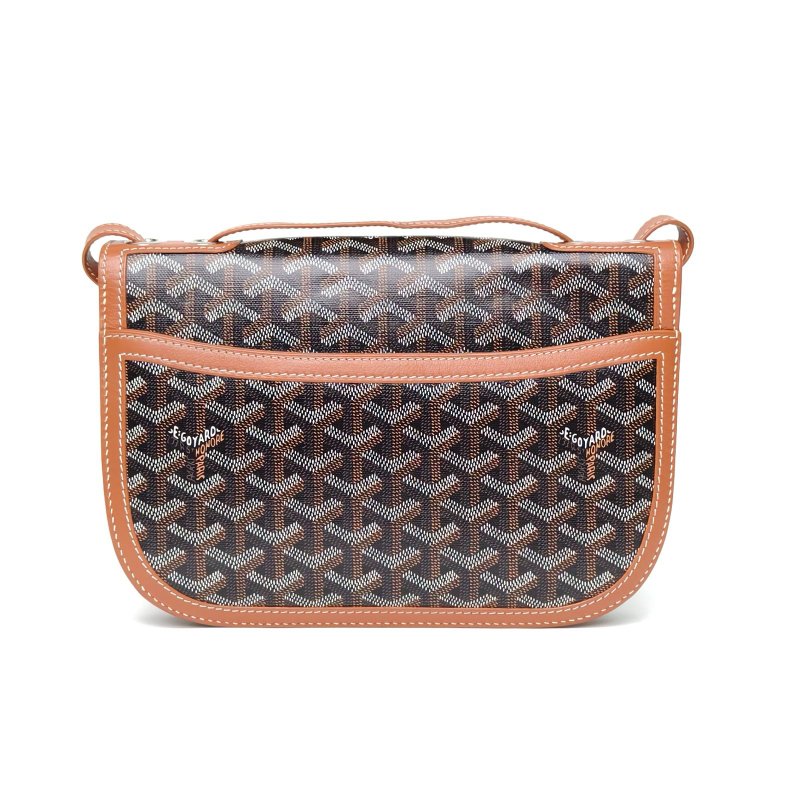GOYARD 233郵差包25一代棕色PVC銀扣肩背包-2