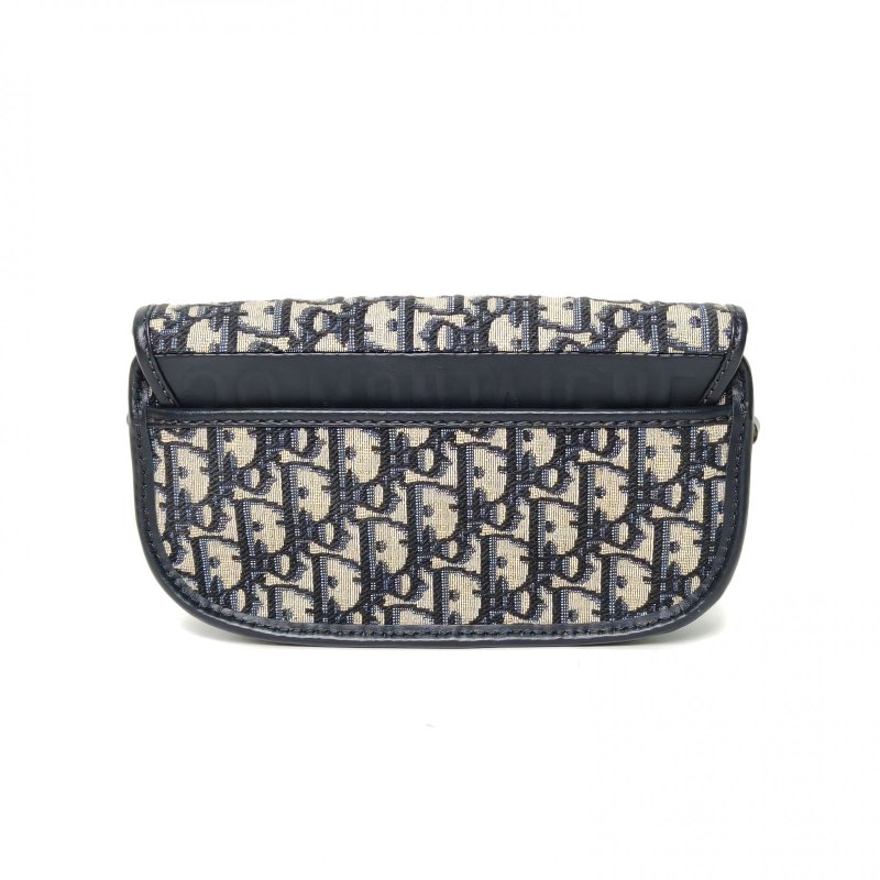 DIOR DiorBobbyEast-West墨藍色帆布金扣印花肩背包-2