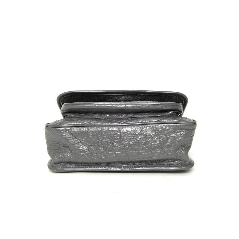 SAINT LAURENT NikiMini21灰色牛皮灰扣肩背包-4