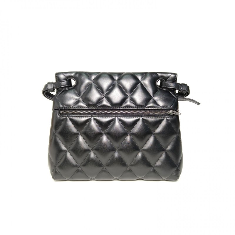 BALENCIAGA 黑色牛皮黑扣B扣泡芙雲朵單肩包斜挎包肩背包-2