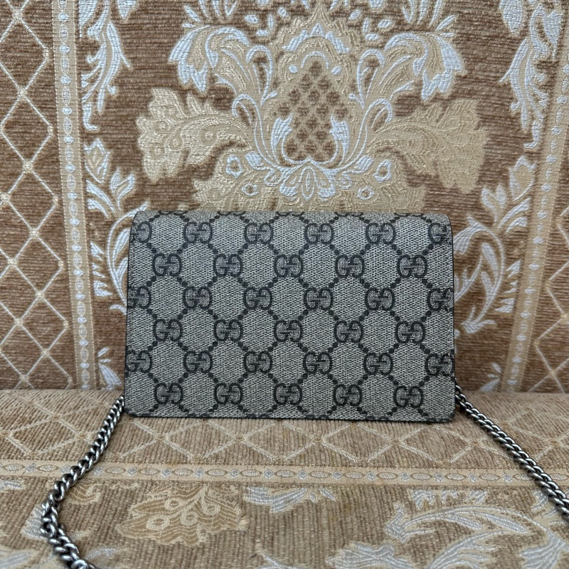 Gucci 咖PVC拼麂皮Dionysus Mini銀釦酒神下蓋斜背包-1