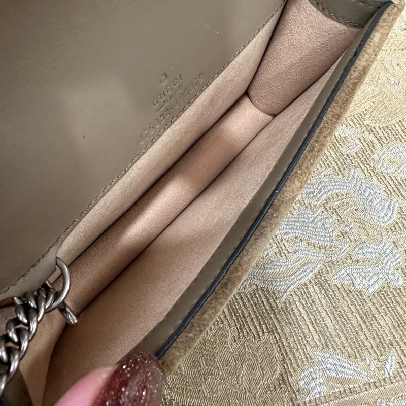 Gucci 咖PVC拼麂皮Dionysus Mini銀釦酒神下蓋斜背包-8