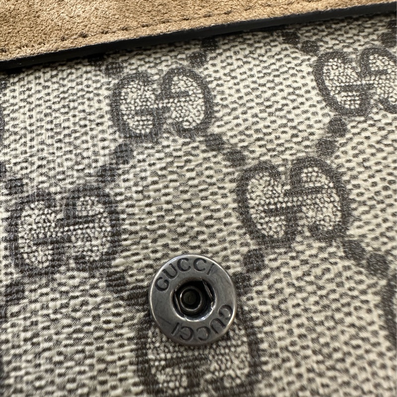 Gucci 咖PVC拼麂皮Dionysus Mini銀釦酒神下蓋斜背包-10