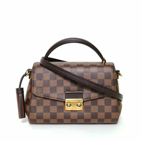 LOUIS VUITTON Croisette手柄郵差包棕色棋盤格PVC金扣2018肩背包