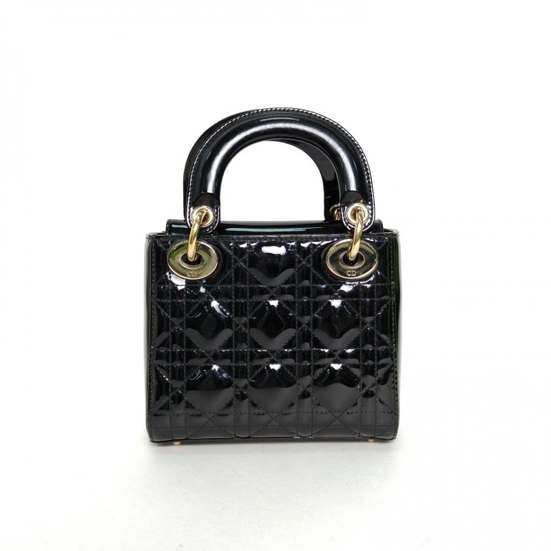 DIOR Lady戴妃包三格黑色漆皮金扣2019肩背包-2