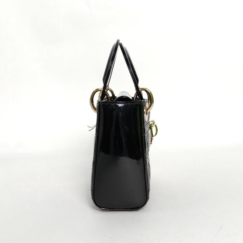 DIOR Lady戴妃包三格黑色漆皮金扣2019肩背包-3
