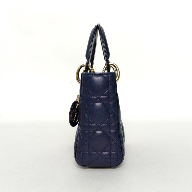 DIOR Lady戴妃包三格藍色羊皮金扣2017肩背包-1