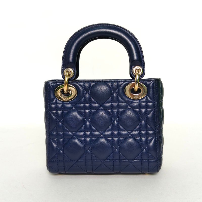 DIOR Lady戴妃包三格藍色羊皮金扣2017肩背包-2