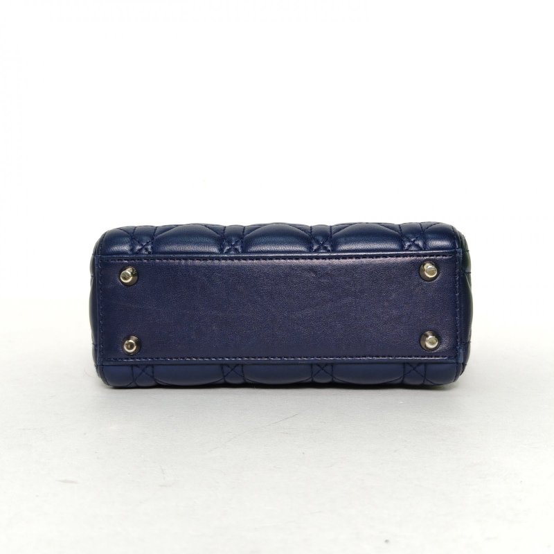 DIOR Lady戴妃包三格藍色羊皮金扣2017肩背包-4