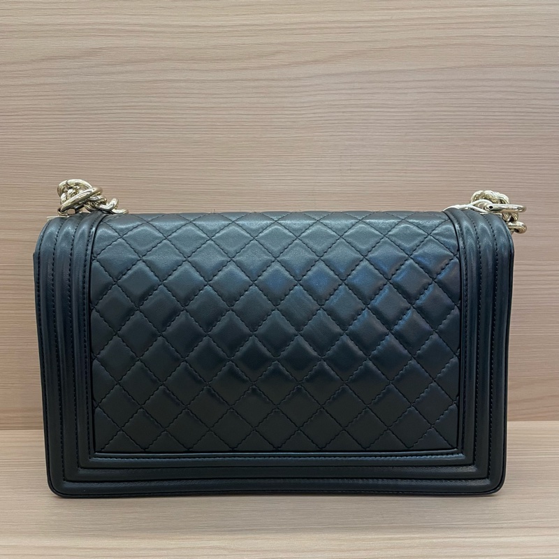 NO:D1 Chanel 黑銀LEBOY   中大號 2017年 23開 牛皮鏈條包 有塵袋 無卡 無盒子 尺寸底長 28*高17*寬8*-1