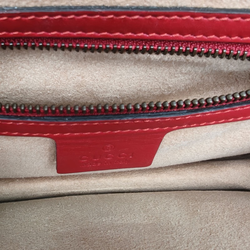 GUCCI 瑪格麗特皇后蜜蜂手提斜挎包小號拼色牛皮金扣-5