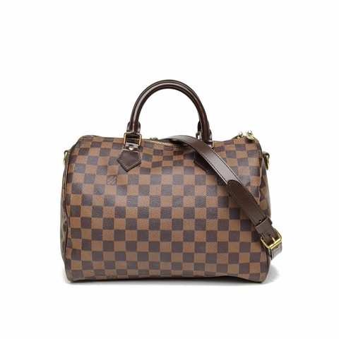 LOUIS VUITTON Speedy30配肩帶棕色棋盤格PVC2012
