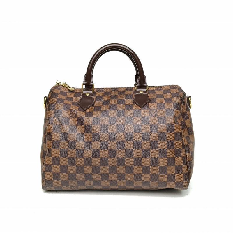 LOUIS VUITTON Speedy30配肩帶棕色棋盤格PVC2012-2