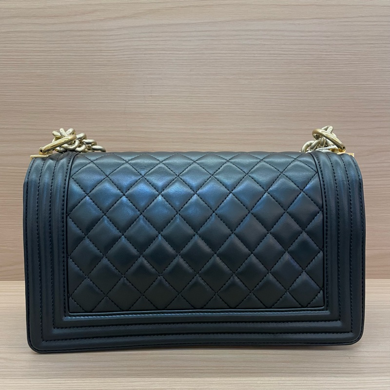 NO:D27 Chanel 黑金 LEBOY 2016年 21開 中號 牛皮经典菱格鏈條包 有塵袋 無卡無盒子 尺寸底長25*高15*寬8*-1