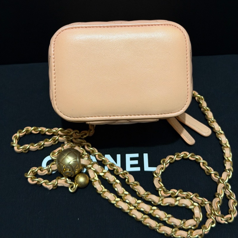 【96新 ✨ 全網最低價!】Chanel 香奈兒 裸粉色 羊皮 金球 小盒子 化妝盒 (大全套可送禮❗️)-6