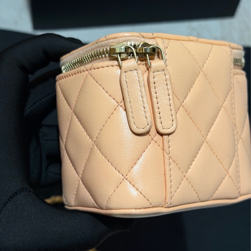 【96新 ✨ 全網最低價!】Chanel 香奈兒 裸粉色 羊皮 金球 小盒子 化妝盒 (大全套可送禮❗️)-10