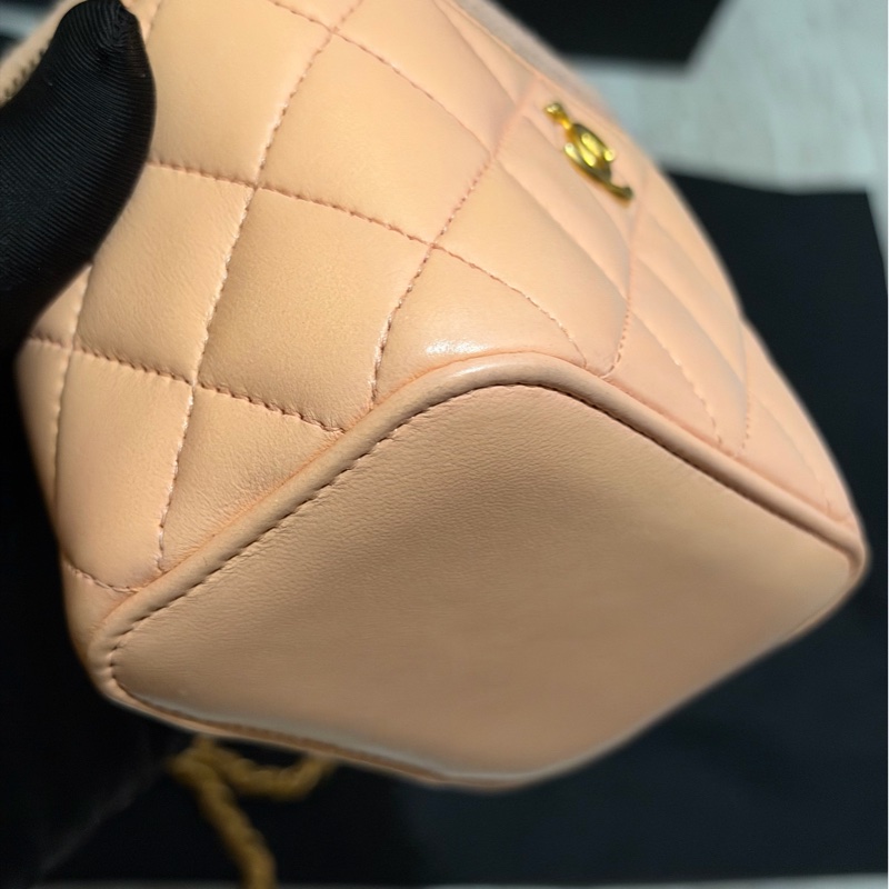 【96新 ✨ 全網最低價!】Chanel 香奈兒 裸粉色 羊皮 金球 小盒子 化妝盒 (大全套可送禮❗️)-11